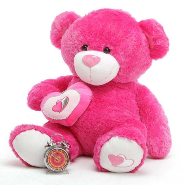 Dark Pink 3.5 Feet Big Teddy Bear with a heart
